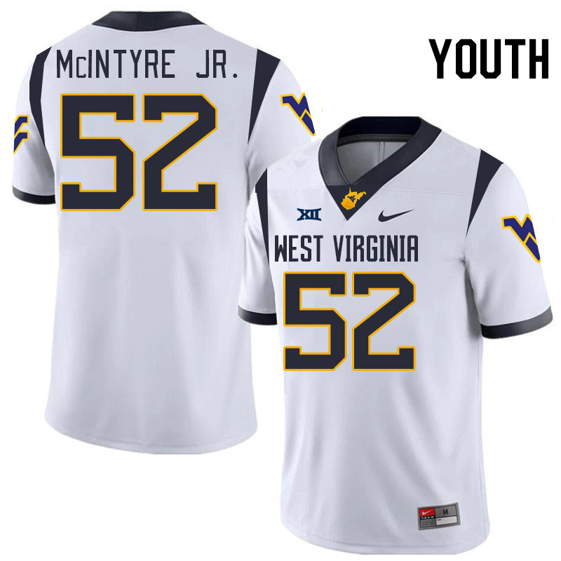 Youth #52 Corey McIntyre Jr. West Virginia Mountaineers College 2024 New Uniforms Football Jerseys S